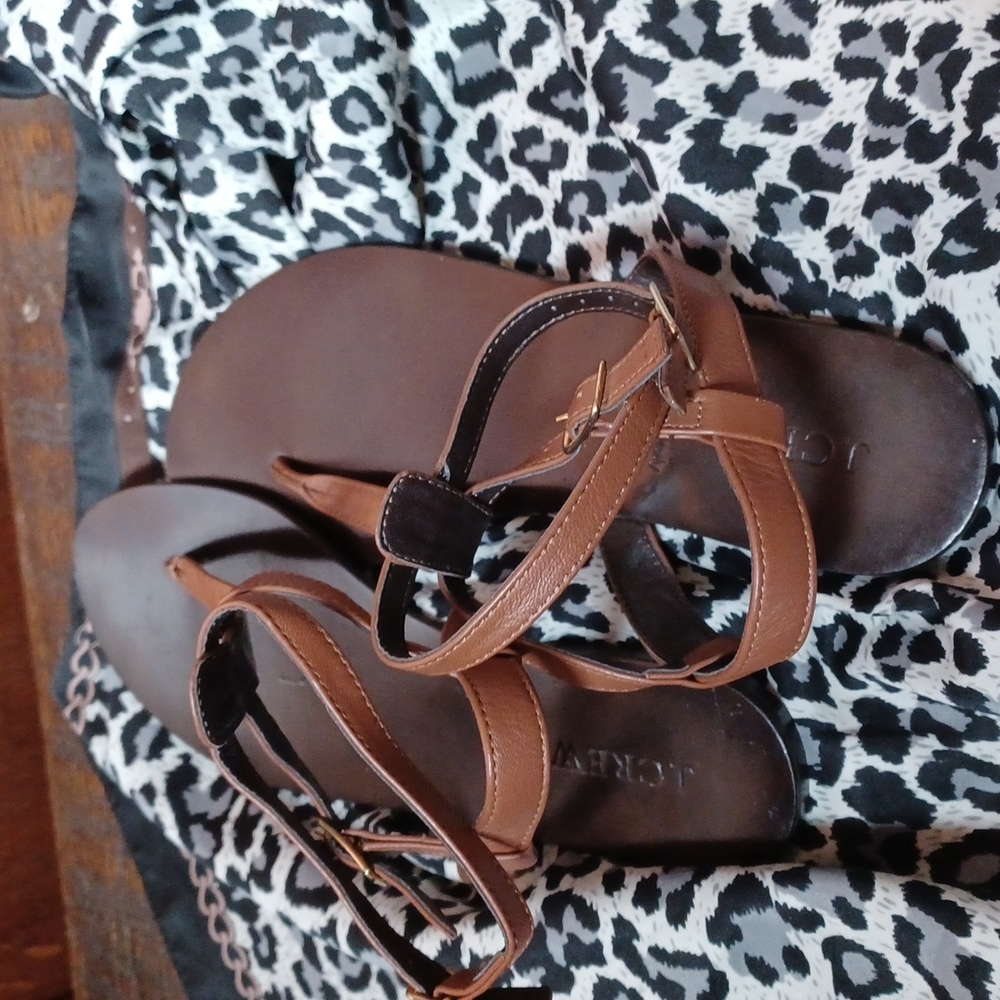 J. CREW STRAPPY TAN SANDALS sz 7.5 women's